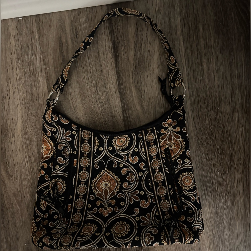 Vera Bradley Black and Gold Paisley Shoulder Bag